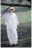 Bellatrix Light Linen White Cheongsam Top