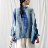 Gleam Ramie Striped Cheongsam Top