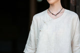 Bryony Linen Frog-Button Cheongsam Top