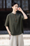 Pearl Linen Color Loose Cheongsam Top