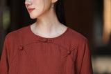 Priscilla Linen Caramel Vintage Cheongsam Top