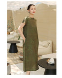 Daphne Linen Abstract Print Cheongsam Dress