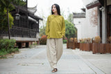 Jessamine Cotton-Linen Vintage Cheongsam Top