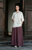 Bryony Linen Frog-Button Cheongsam Top