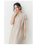 Zara Natural Linen Cheongsam Dress