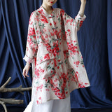 Venetia Linen Print Cheongsam Top