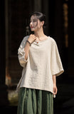 Dusk Ramie Blend Cheongsam Top
