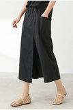 Sage Cotton High-Waist Skirt Cheongsam Pants