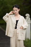 Philippa Loose Batwing Sleeve Ramie Cheongsam Coat