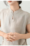 Zara Natural Linen Cheongsam Dress