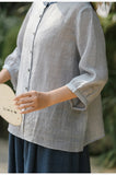 Pearl Cloud Gray Tencel Ramie Cheongsam Top