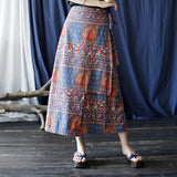 Floral Cotton-Linen Cheongsam Skirt