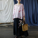 Eva Pink Floral Linen Cheongsam Top
