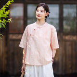 Rhiannon Tie-Dye Cotton-Linen Cheongsam Top