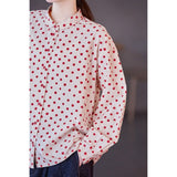 Crescendo Red Polka Dot Cotton Cheongsam Shirt
