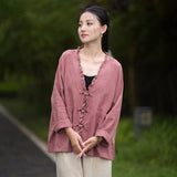 Philippa Loose Batwing Sleeve Ramie Cheongsam Coat