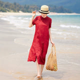 Isolde Red Embroidered Cheongsam Dress