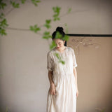 Wisteria Floral Ramie Cheongsam Dress