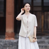 Lena Linen Petal Collar Cheongsam Top