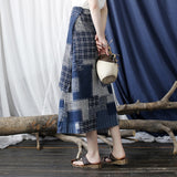Floral Cotton-Linen Cheongsam Skirt