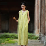 Willa Cotton-Linen Dirty Dye Cheongsam Dress