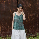 Patrician Linen Ramie Spliced Tie-Dye Tank Cheongsam Top