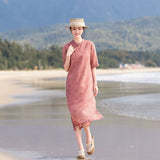 Josephina Crabapple Red Jacquard Cheongsam Dress