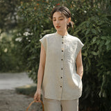 Verse Linen Pure White Cheongsam Shirt
