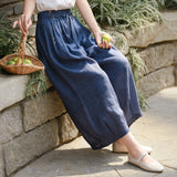 Xiomara Indigo Hemp Wide-Leg Cheongsam Pants