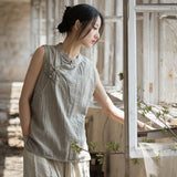 Cosmos Thin Tie-Dye Ramie Cotton Cheongsam Vest