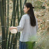 Pearl Cloud Gray Tencel Ramie Cheongsam Top