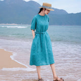 Crane Linen-Cotton Floral Cheongsam Dress