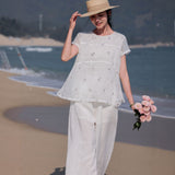 Nova Lace Embroidered Ramie Cheongsam Shirt