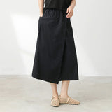 Sage Cotton High-Waist Skirt Cheongsam Pants