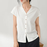 Kassandra Linen Blend Cardigan Cheongsam Top