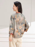 Yolanda Floral Print Mandarin Collar Cheongsam Top