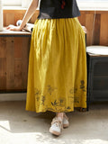 Marcella Hand-Painted Ramie Long Cheongsam Skirt