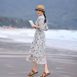 Altair Floral Embroidered Linen Cheongsam Dress