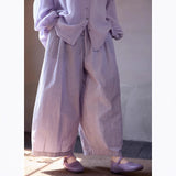 Spica Purple Jade Cotton Wide-Leg Cheongsam Pants