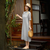 Eira Victory Gray A-Line Cheongsam Dress