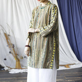 Dominique Striped Cotton Cheongsam Top