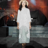 Amara Cotton-Linen Jacquard Cheongsam Dress
