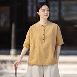 Pearl Linen Color Loose Cheongsam Top