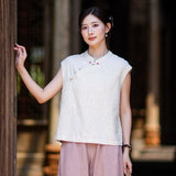 Fortune Linen Lilac Pink Cheongsam Top
