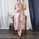 Petra Peach Cotton-Linen Cheongsam Dress