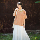Nerissa Cotton-Ramie Tie-Dye Cheongsam Top