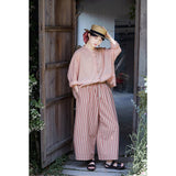 Ursula Tricolor Stripe Cotton Cheongsam Pants