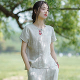 Lena Linen Embroidered Vintage Cheongsam Top