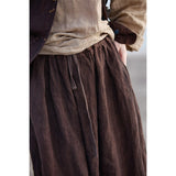 Gardenia Linen Smoky Brown Wide-Leg Cheongsam Pants