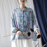 Sunrise Ramie Floral Cheongsam Top